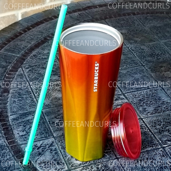 Starbucks Ombre Mango Stainless Steel Cold Cup Tumbler 24oz Venti NWT - Picture 7 of 11